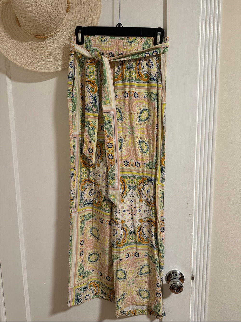 Boho Paisley Wrap Pants in Pastel, Multi-color